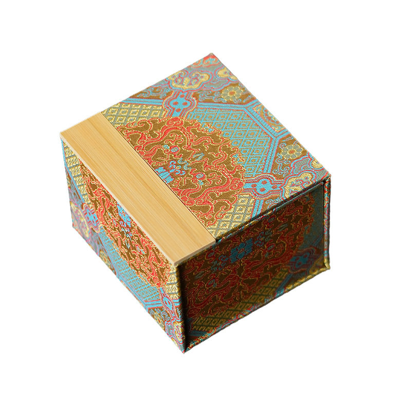 Double-Lid Treasure Flower Brocade Box Tea Can Antique Collection Storage Box Agarwood Bracelet Jewelry Gift Packaging Box