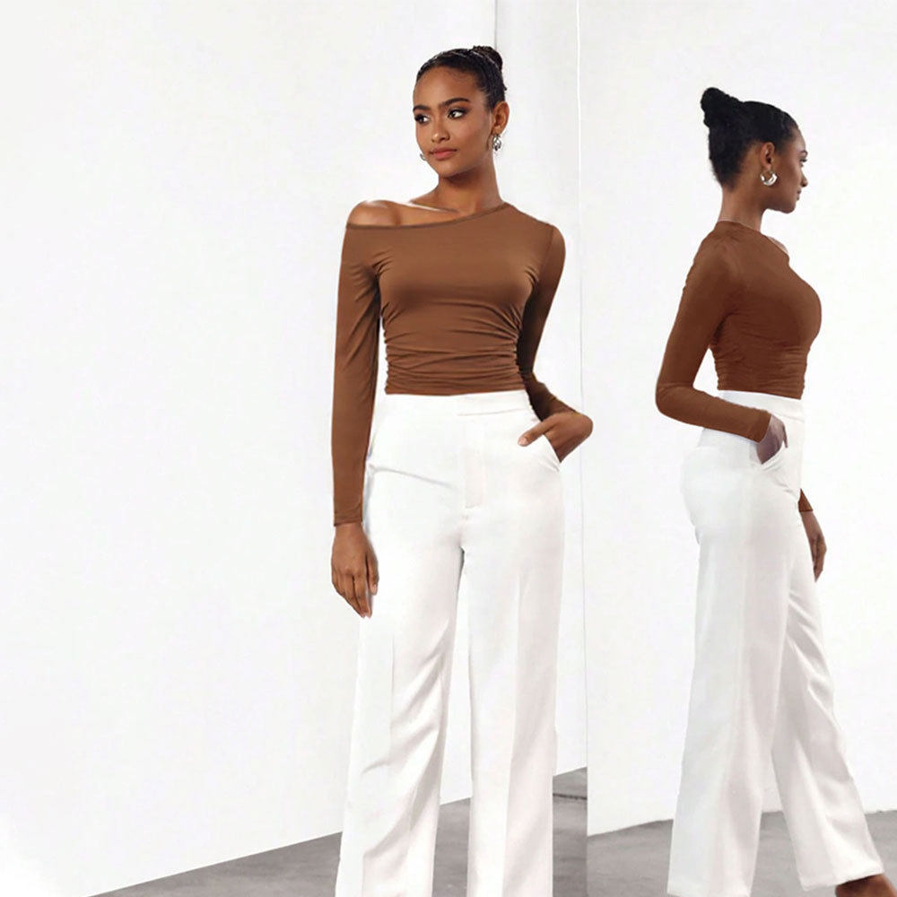 Y2K Slim Fit Off Shoulder Long Sleeve Bodysuit Versatile Design Spring Summer Style Wholesale Available