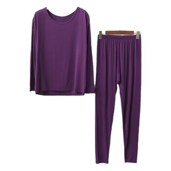 Women's Thin Autumn Clothes and Pants Extra Large Size Modal Large Spring and Autumn Thermal Underwear suit for Middle-aged and Elderly