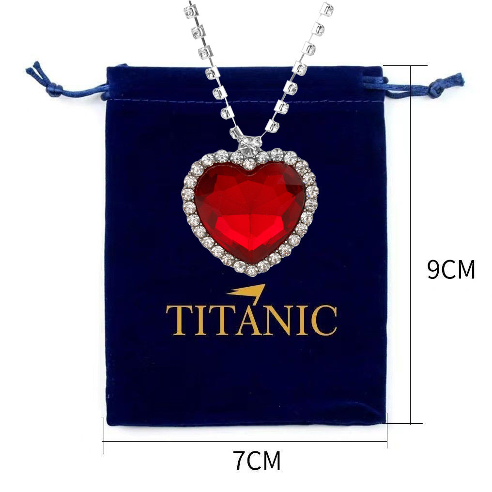 2025 Cross-Border New Ocean Heart Blue Necklace Women's European and American Style Titanic High-End Pendant