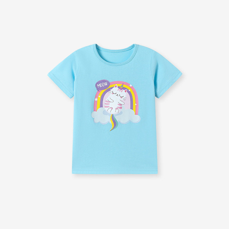 Summer Short-sleeve Girls' Set, [Style] Cartoon Kids' T-shirt, Cute Baby Top