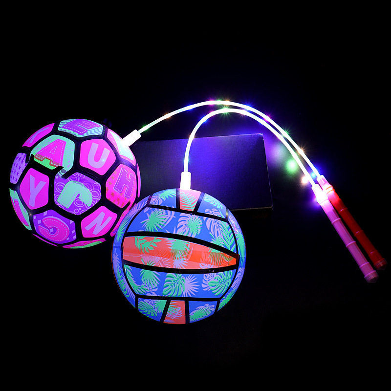 Internet celebrity stall luminous football flash basketball racket ball cordless fitness swing inflatable elastic ball children's toy