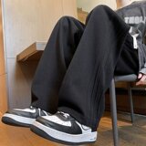 Осенне-зимние новые трендовые мужские спортивные штаны ins, широкие спортивные брюки, свободные и универсальные брюки прямого кроя плюс бархатные повседневные брюки
