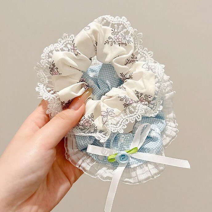 Fresh and Simple Lace Bow Floral Hair Tie 2025 New Elastic Hair Accessory Bun Hair Rope Hair Ornament