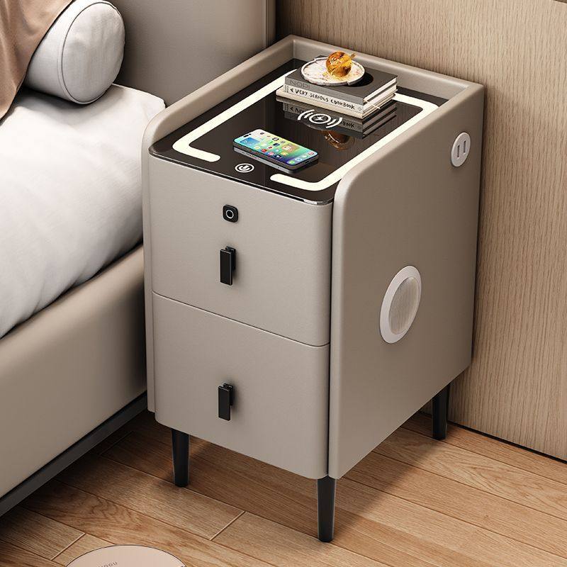 Smart Ultra-Narrow Bedside Table Solid Wood Bedroom Multi-Functional Small Simple Modern Multi-Functional Bedside Table Wireless Charging