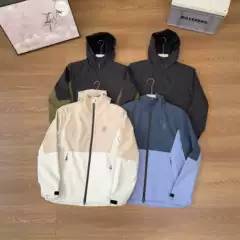 Cross-Border Foreign Trade Outdoor Sports Waterproof and Windproof Hooded Color-Blocked Zipper Jacket