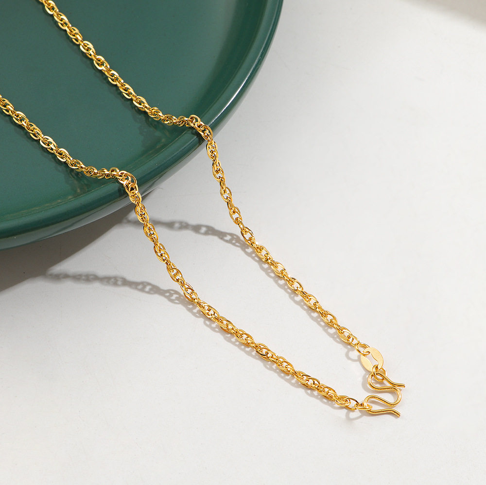 钛钢不掉色M扣蛇骨链2024新款项链女简约颈链百搭通勤素链锁骨链