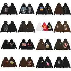 Cross-Border Payment Travis Scott Co-Branded Hooded Sweatshirt Loose Foam Printed Men's and Women's Hoodie Sweatpants Suit