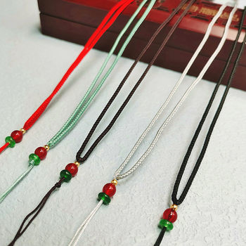 DIY Braided Wish-Fulfilling Pendant Necklace Cord Jade Pendant Gold Bead String Chinese Style Hand Rope Wholesale