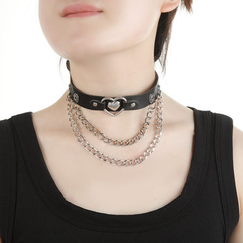 Korean Style Leather Sexy Collar Adjustable Anti-Slip Buckle Elastic Harajuku Dark Style Necklace Collar