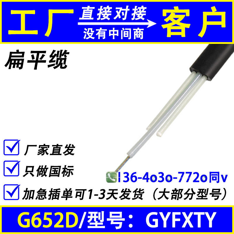 Gyfxty-12B1.3 สายใยแก้วนำแสงแบบแบน ไม่ใช่โลหะ 4/8/36B16 แกน 24 แกน ผู้ผลิตสายใยแก้วนำแสงแบบหลายโหมดและโหมดเดี่ยว