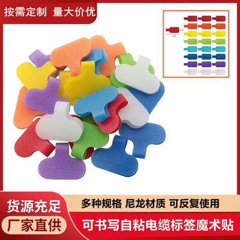 Cross-border Hot Selling Writable Oval Cable Storage Label Nylon Velcro Computer Room IT Cable Sorting Mark Sticker