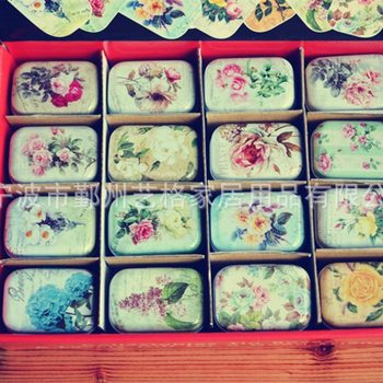 Vintage Flower Storage Tin Box, Jewelry Box, Pill Box, Cross-Border Bestseller, Mini Tin Box, Lithospermum Ointment Box, Matchbox