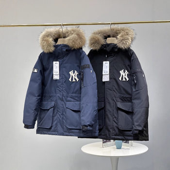 High Version Unisex Versatile Hooded down Jacket with Large Fur Collar, Couple's Mid-Length Thick Waterproof Workwear Coat