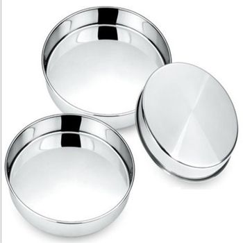Cake Plate Stainless Steel Household 20-40cm Cool Skin Gong Gong Thickened Heightening Straight Edge Full-foot Fruit Plate Set Cake Plate