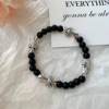 Simple personality cross bracelet sweet cool temperament all-match cold style neutral couple black beaded bracelet bracelet