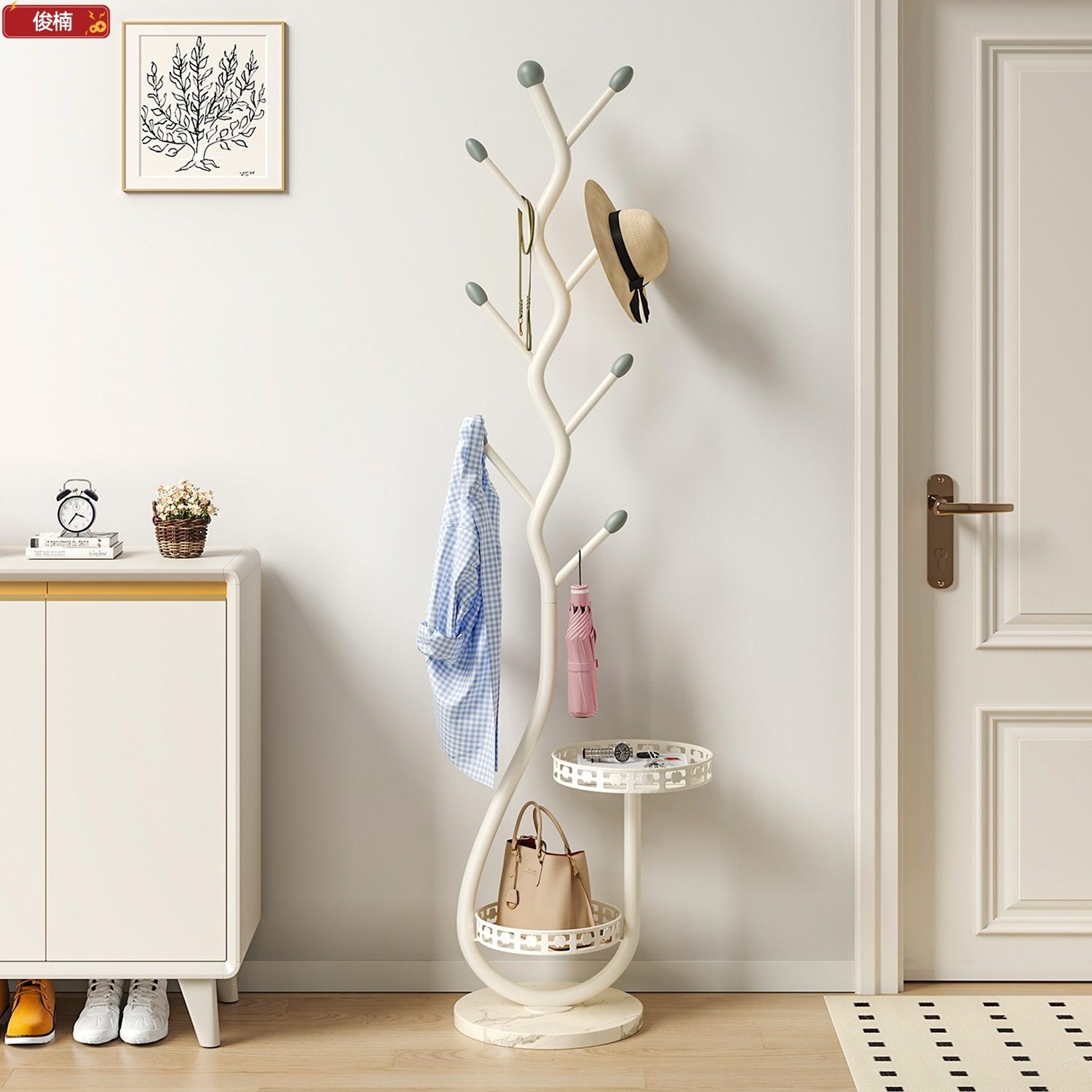Bedroom Light Luxury Tree Branch Hanger Wrought Iron Clothes Rack Entrance Entrance Floor Standing Vertical Storage Coat Rack