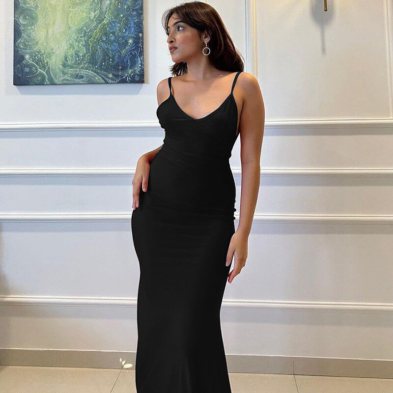 Spring Summer Womens Dress Deep V Neck Backless Slim Fit Sexy Style Perfect for Parties and Casual Outings OEM