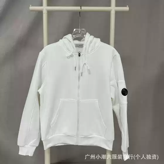 C.P Cardigan fleece-lined Hooded Sweater Cross-border Supply Company Solid Color Casual Couple Lens Badge Jacket for Men