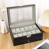 High-Quality Watch Box Double-Layer 12-Position Tempered Glass Skylight Watch Earrings Bracelet Jewelry Jewelry Storage Box