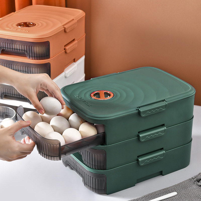Refrigerator egg storage box drawer-type automatic rolling food grade household kitchen preservation storage and finishing artifact