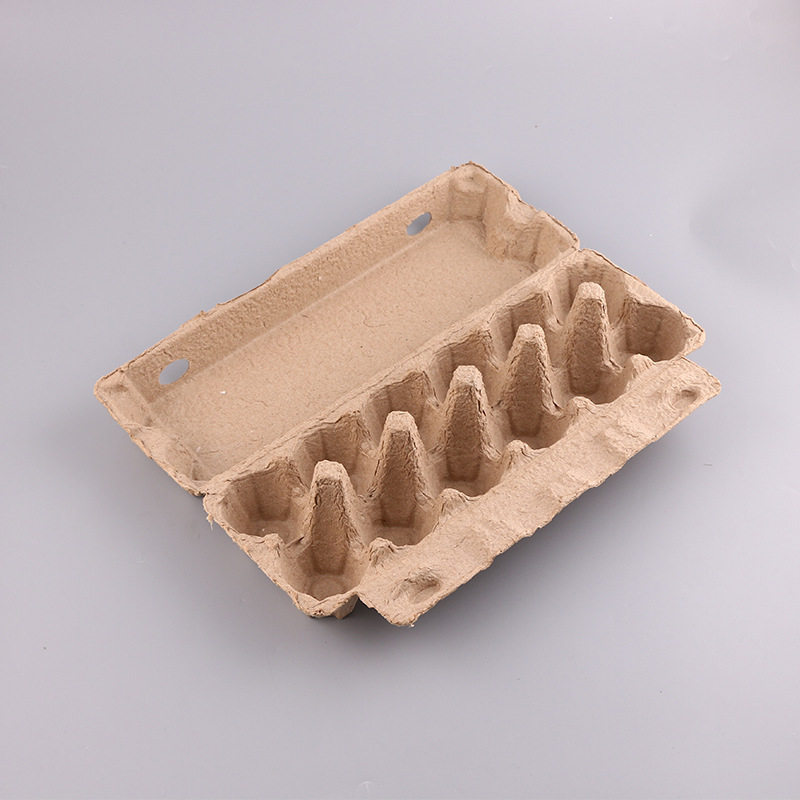 Manufacturer Processes Biodegradable 12-Piece Egg Tray Box, Natural Color Pulp Egg Box, Breathable Pulp Egg Tray