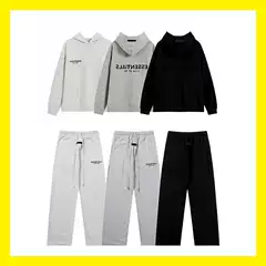Cross-Border Essentials Season 8 Fog High Street Style Velvet Letter Couple's Hooded Sweatshirt + Long Pants Short Sleeves