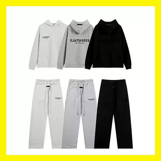 Cross-Border Essentials Season 8 Fog High Street Style Velvet Letter Couple's Hooded Sweatshirt + Long Pants Short Sleeves