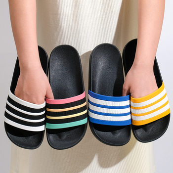 New Soft Bottom Outer Wear Slippers Women's Fashionable Casual One-Word Shops Home Bath Slippers Men's Non-Slip Non-Stinky Sandals