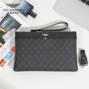 Falai Armani Light Luxury Plaid Men's Handbag Casual Easiest for Match Folder Bag Business Casual Men's Bag Underarm Bag Trendy