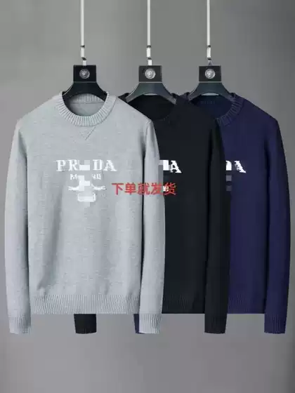 New Pra Full-Print Da Velcro Pula Sweater Tops for Men and Women with Long-Sleeved Round Neck Jackets