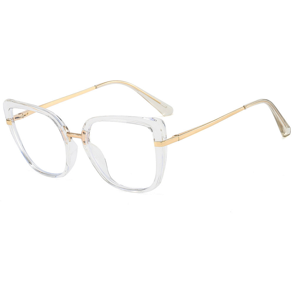 2026 New Trendy Cat-Eye Optical Frames Tr90 Anti-Blue Light Non-Prescription Glasses Spring Legs European and American Style Glasses Wholesale