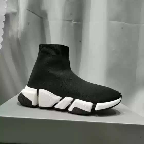 High-top Version 2.0SS New Straight-leg Comfortable Sock Shoes Knitted Fabric Men's and Women's Couple Casual Sports Shoes Flats