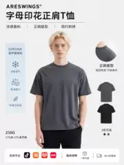 Ares American-Style Cleanfit Slogan Embroidered Regular Shoulder Round Neck Short-Sleeve Men's Sorona Cooling T-Shirt Summer Men's Model