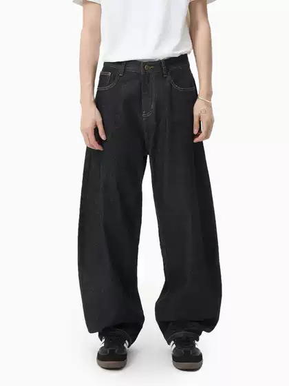 Mtlclothes Men's Clothing | Korean Style Simple Raw Cow Wide-Leg Three-Dimensional Scimitar Loose Washed Jeans Casual Trend