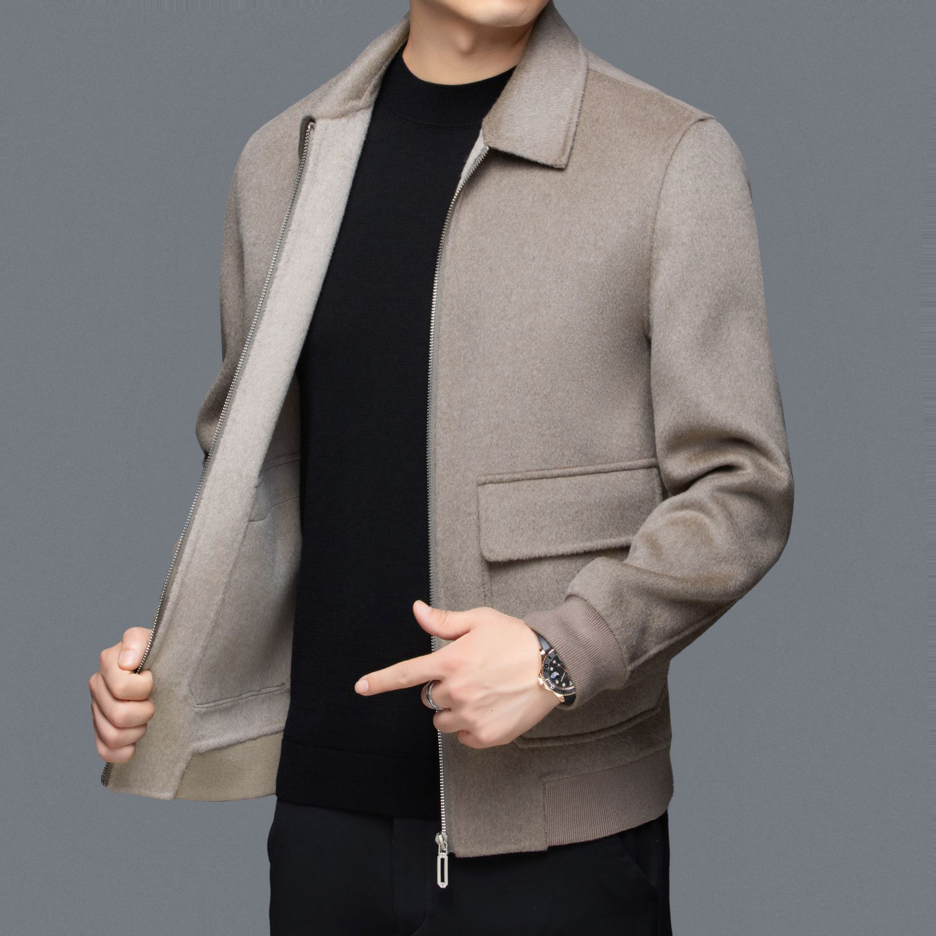 Áo Khoác Nam Kín Cổ Hàng Mùa Xuân Thu Đông Trung Niên