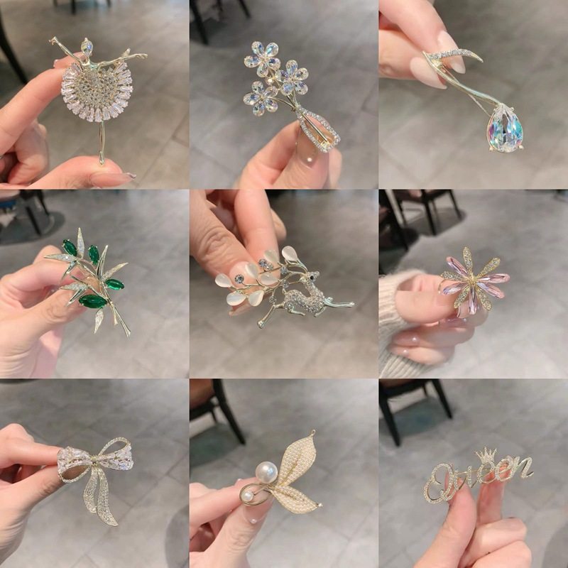 2025 New Fashion Fawn Brooch Casual Temperament Suit Pin Fixed Clothes Pin Cat Eye Rhinestone Corsage