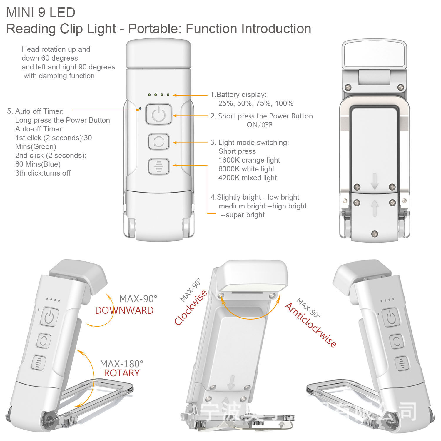 New cross-border Book clip light bookmark light USB charging portable clip light desk lamp eye protection mini LED card book light