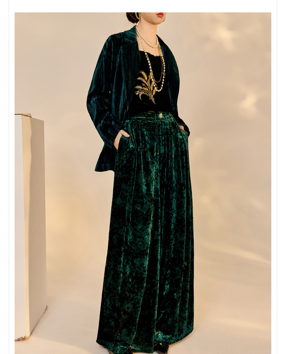 Quần dài nữ cạp cao ống rộng phong cách thanh lịch — Đai Hắc, Màu tím, Trắng sữa, Xanh hồ