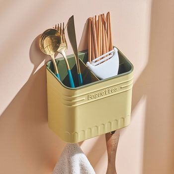 Household Chopsticks Holder Wall-mounted Chopsticks Basket Kitchen Chopsticks Cage Storage Rack Tableware Drain Square Square Chopsticks Rack