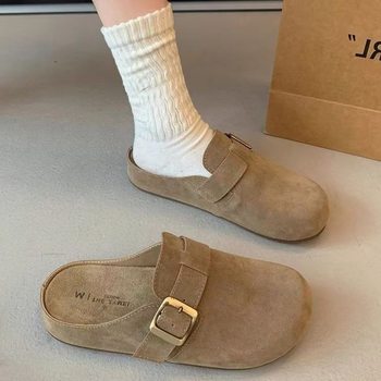 Boken Half Slippers for Women Spring & Fall 2025 New Lazy Outer Wear Half Toe Slippers Thick Sole Boken Shoes for Women