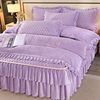 Thickened Lace Milk Velvet Four-Piece Winter Bed Cover Quilted Bed Skirt Set High Weight Double-Sided Velvet Duvet Cover Bed Sheetss