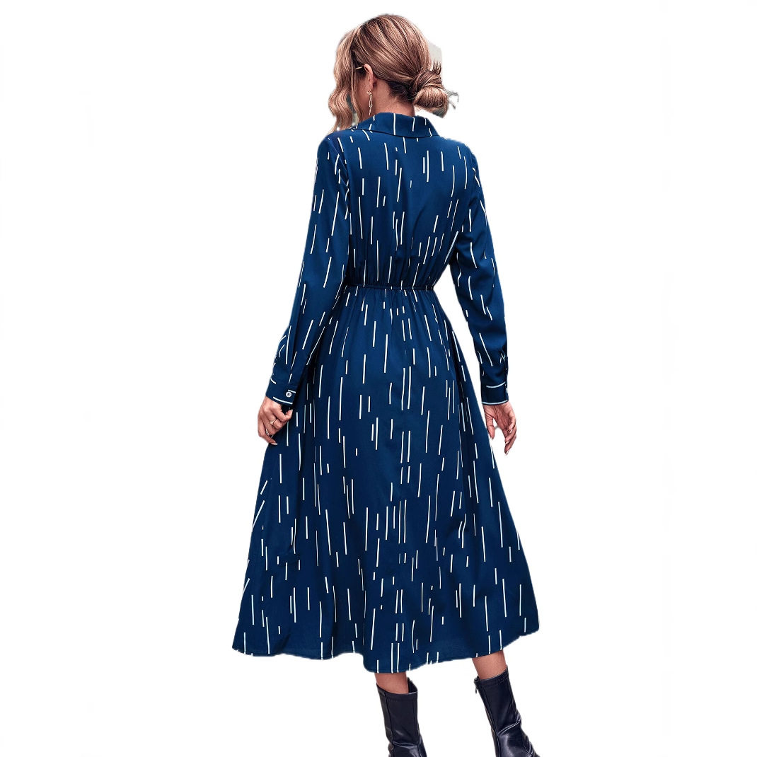 Klein Blue Long Sleeve Dress Elegant Design Comfortable Fit Versatile Style Perfect for Parties or Casual Wear