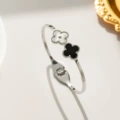 158 silver Clover black shell laser bracelet