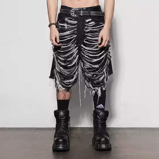 2025 Summer Original Streetwear Heavy Washed Ripped Denim Cropped Jeans