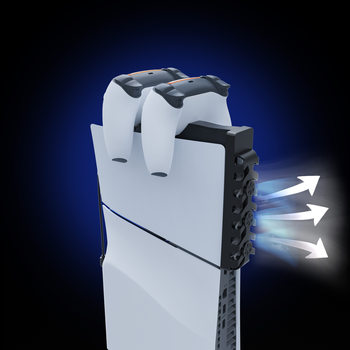 PS5slim host rear cooling fan with RGB light effect PS5 game handle two-seat charging two-in-one suit