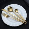 Cross-Border Stainless Steel Portuguese Western Cutlery Hotel Light Luxury Gold Steak Knife Fork Spoon Portable Storage for Home Use