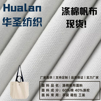 Spot Polyester-Cotton Canvas 6A8A12A14A16A20A White Canvas Cotton-Free Seed Shell Handbag Luggage Fabric