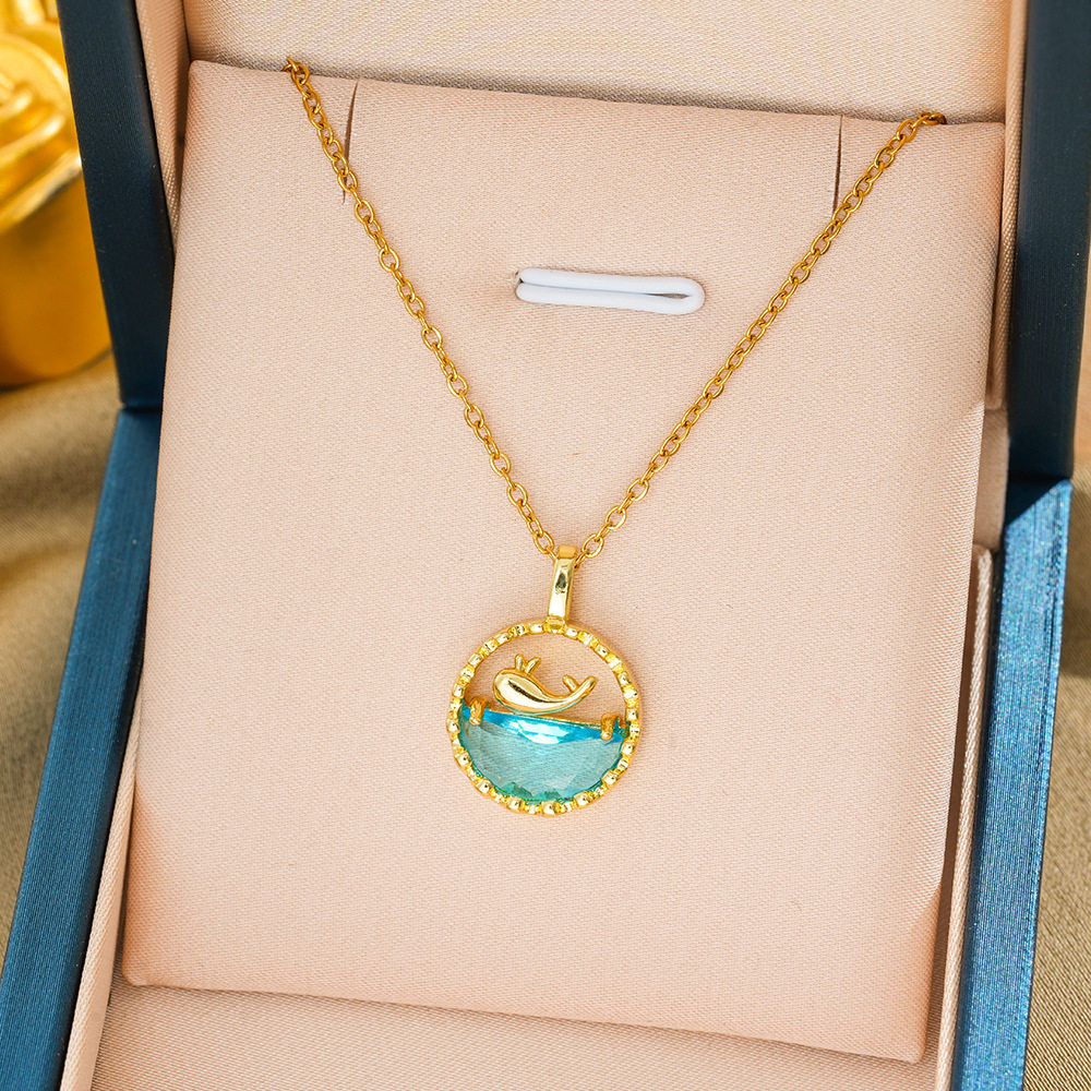 394 クジラ ネックレス - ゴールド ブルー