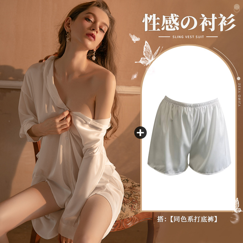 仙懿性感男友风衬衫睡衣女夏纯欲薄款高级感家居服可外穿大码430